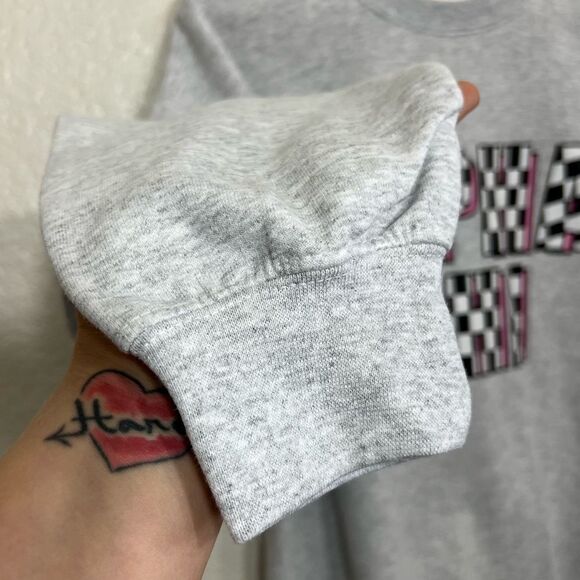 Alpha Chi Sorority Custom Sweatshirt Grey Checkered Spell Out Size M - Picture 6 of 12